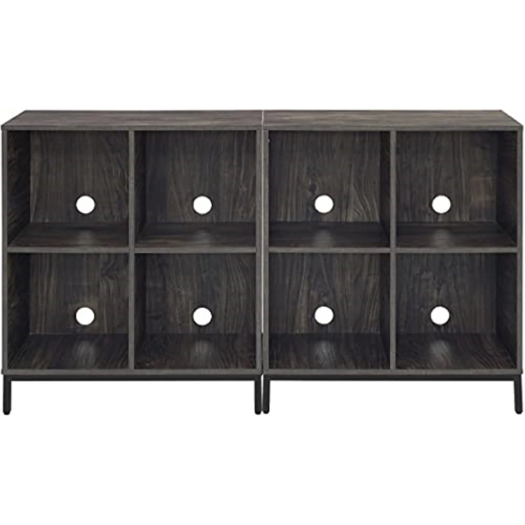 Wood Storage Cube Bookcase, Brown Ash, Set of 2 D5965