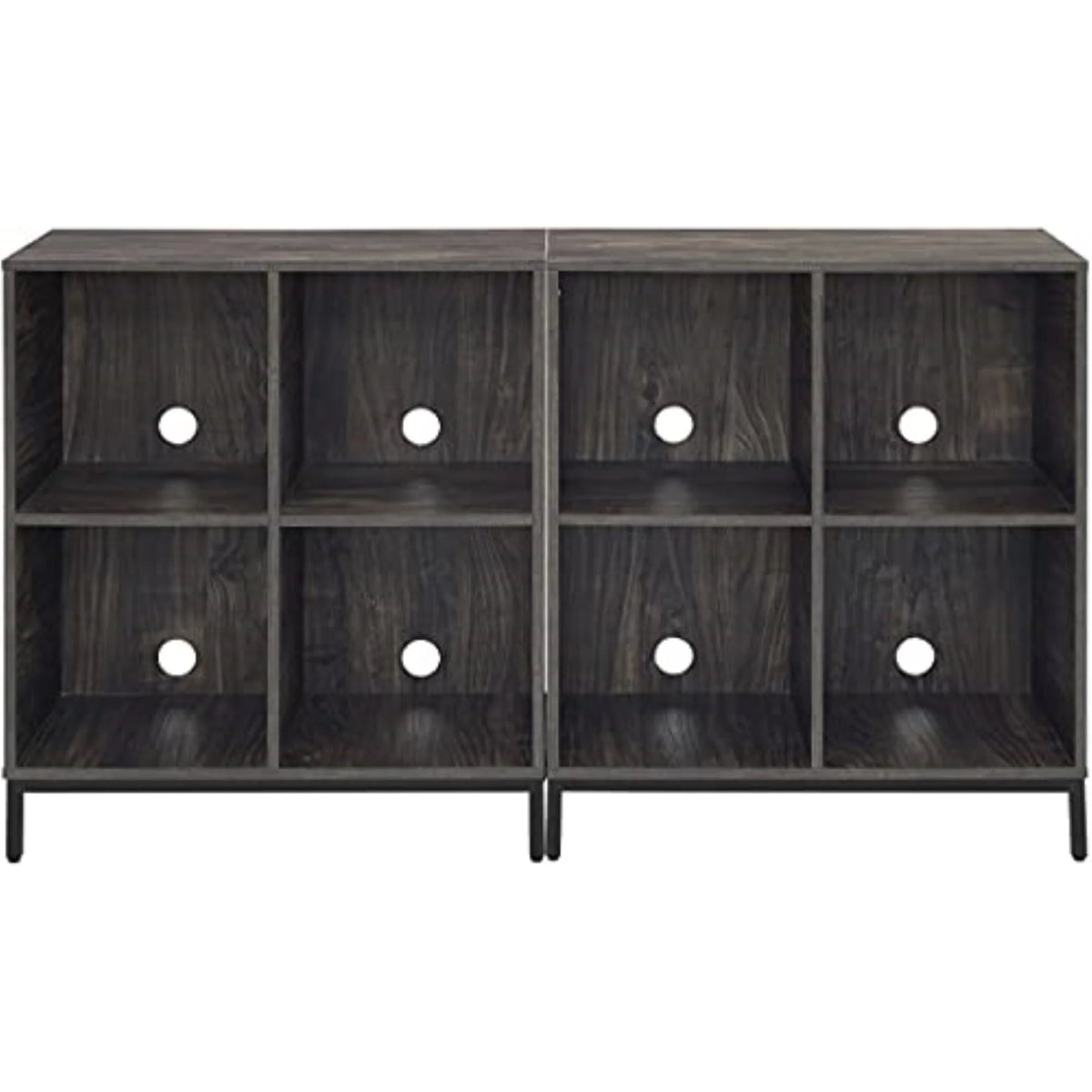 Wood Storage Cube Bookcase, Brown Ash, Set of 2 D5965