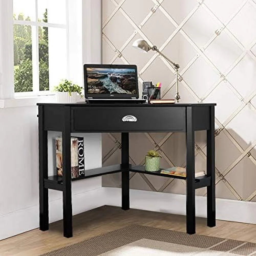 Corner Computer Desk with Drawer and Shelves X580229