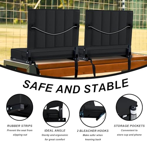 Black Padded Portable Folding Stadium Chair (2pcs) Q751610