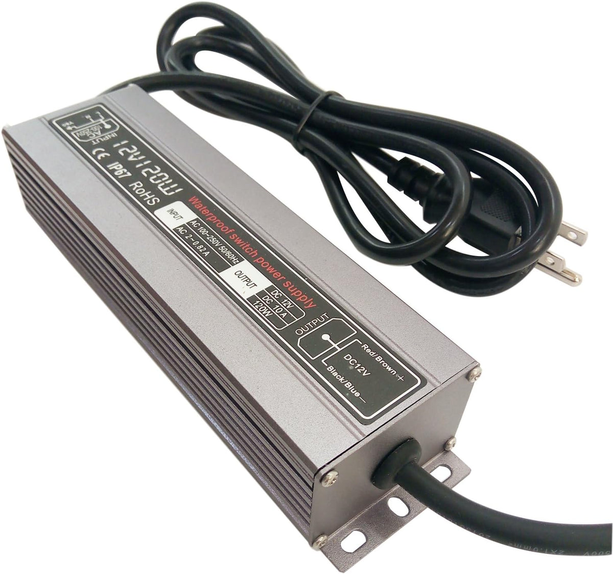 200W Waterproof Power Supply Transformer, 110-130V AC to 12V DC Output 16.7A Adapter with 3 Feet Cable N4881