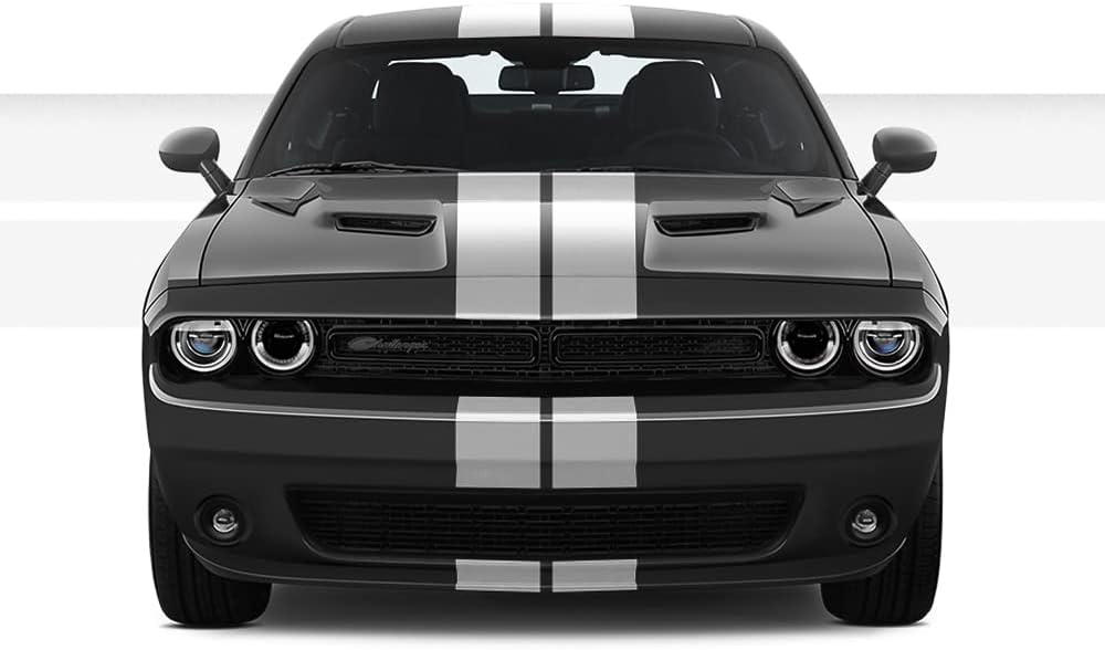 Dual 8" Racing Stripes for Dodge Challenger 2008 to 2019 Pack of 2 W50655
