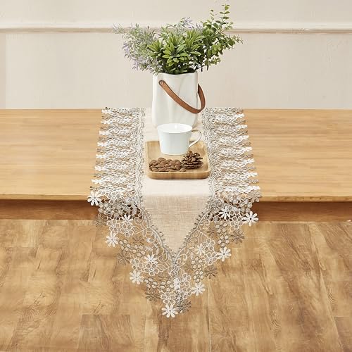 Beige Floral Lace Table Runner 120 inches L3552
