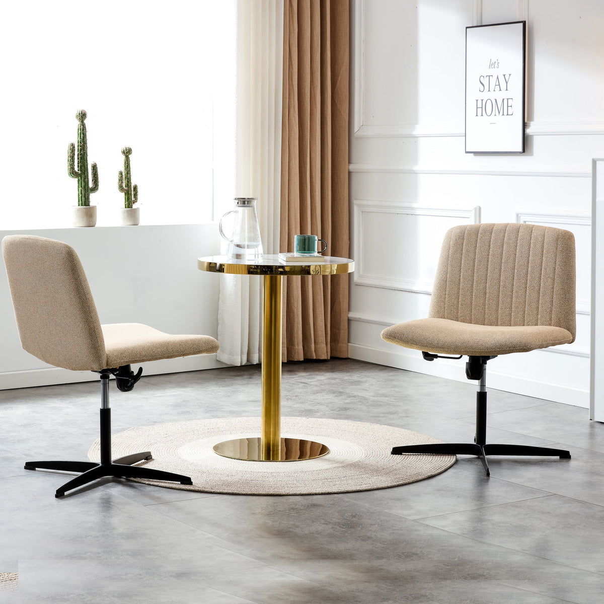 Adjustable Swivel Home Office Computer Chair with Cushion & Black Foot H6947