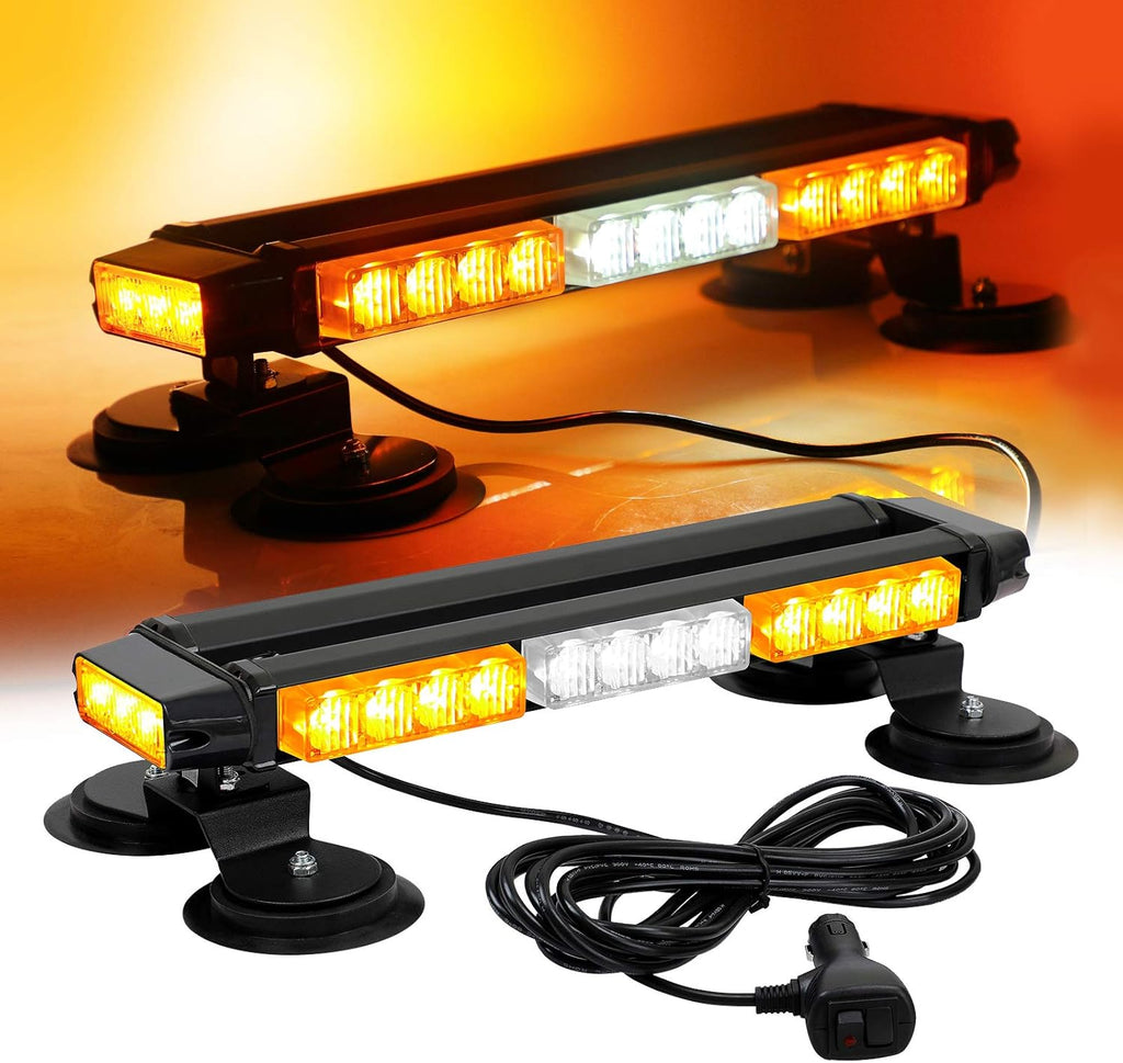 16.8 Inch LED Strobe Light Bar with Magnetic Base (Amber White Amber) N9670