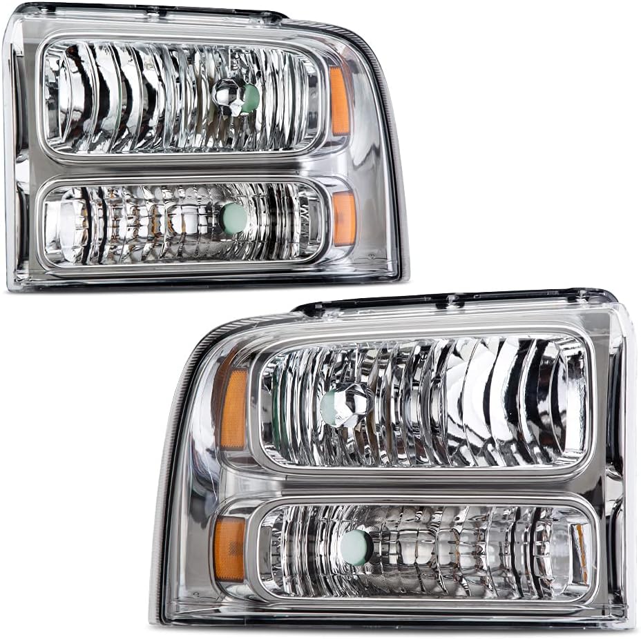 Clear Lens Black Housing Amber Reflector Headlights for Ford Super Duty D15411