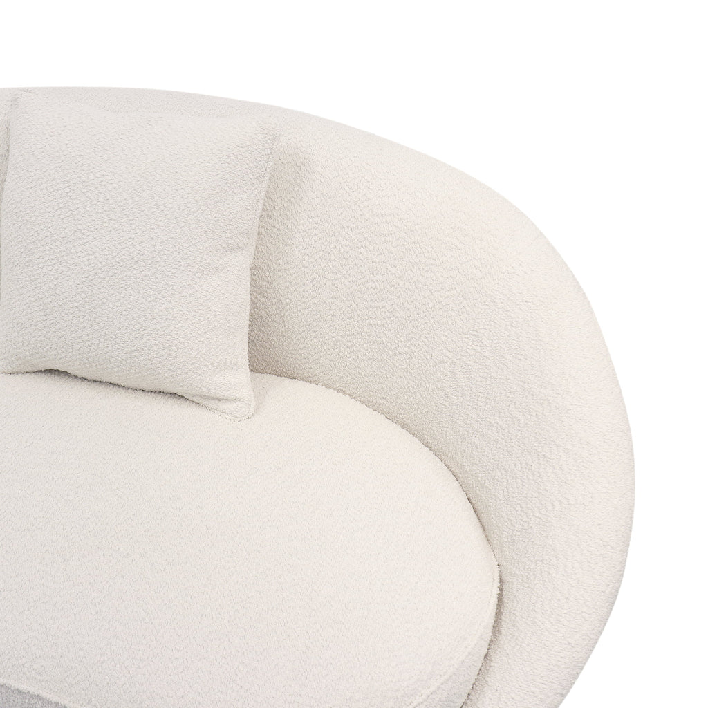 Ivory Textured Fabric Curved Sofa T193318