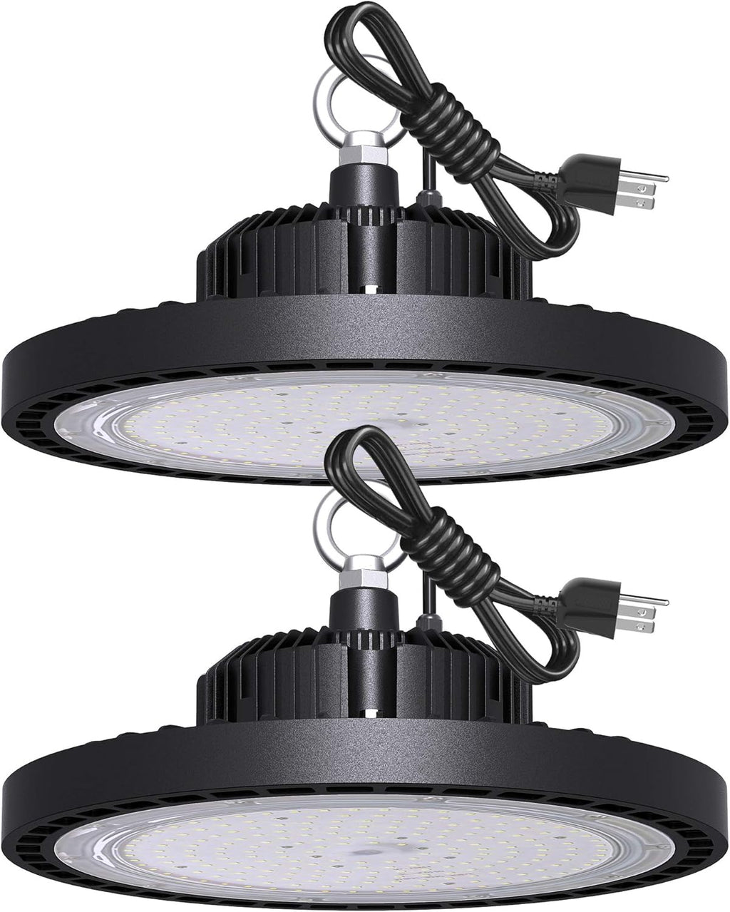 2 Pcs UFO LED High Bay Light, 150W, 21000 LM, 5000K Daylight, IP65 Waterproof, Non-Dim, 5ft Cable with US Plug H47598