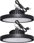 2 Pcs UFO LED High Bay Light, 150W, 21000 LM, 5000K Daylight, IP65 Waterproof, Non-Dim, 5ft Cable with US Plug H47598