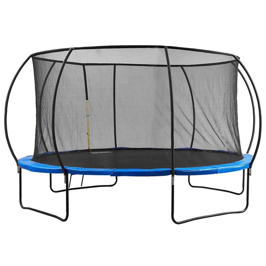 14FT Outdoor Recreational Trampoline with Safety Enclosure Basketball Net O8440