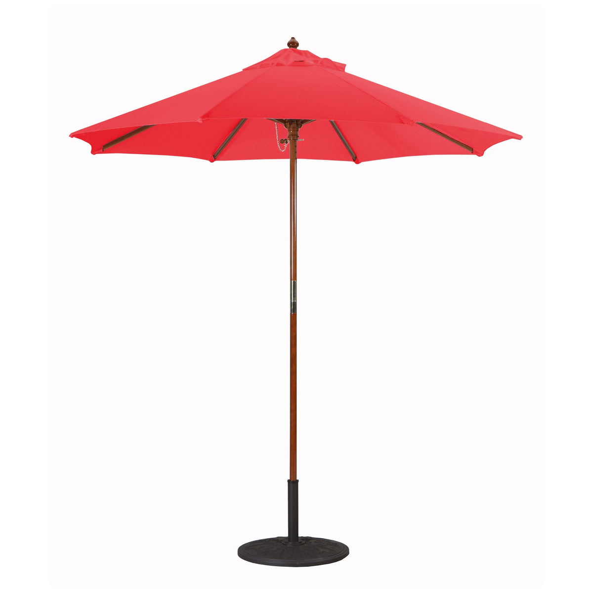 7.5 ft. Dark Wood Cafe Jockey Red Sunbrella Umbrella V402