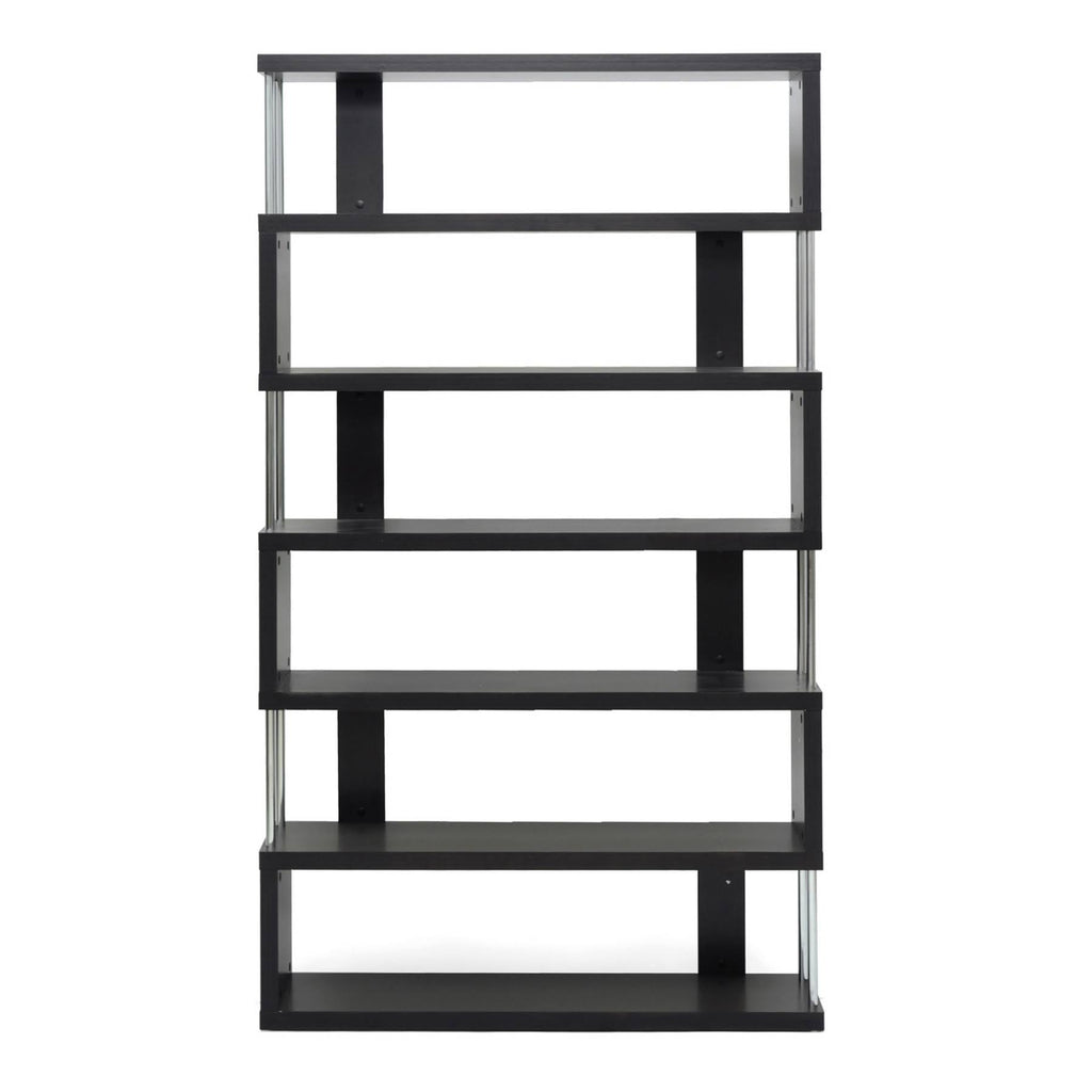 Dark Brown Six-Shelf Modern Bookcase B80126