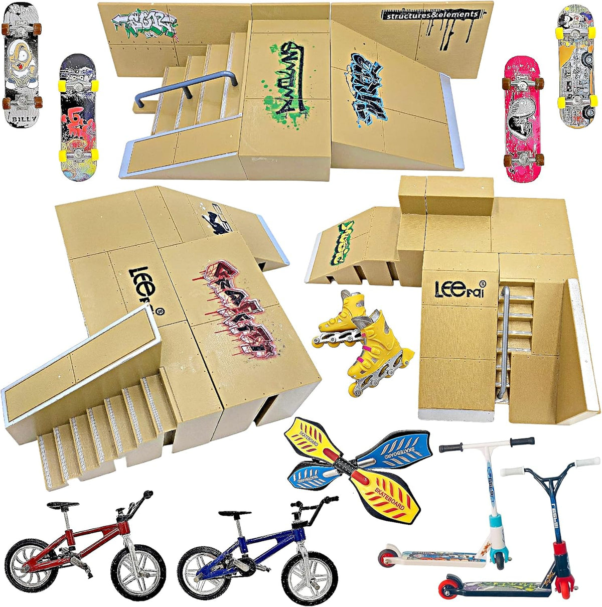 23 Piece Finger Skateboard Ramp Set Q591