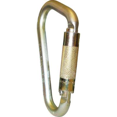 Large Iron Steel Carabiner Screw Locking Gold J9853