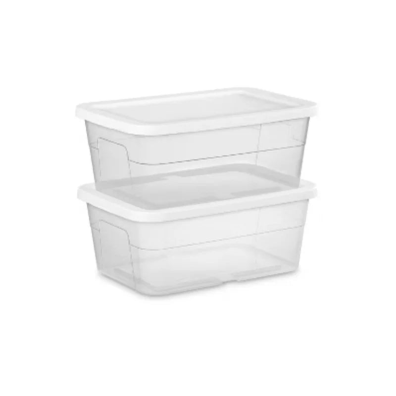 16qt Clear Storage Box with White Lid O954437