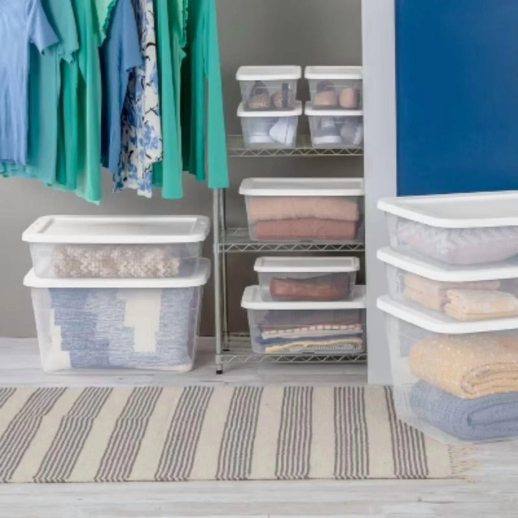 16qt Clear Storage Box with White Lid O954437