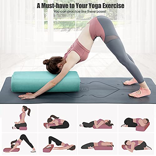 Yoga Bolster Pillow with Carry Handle, Removable Machine Washable Soft Suede Pillowcase B69266