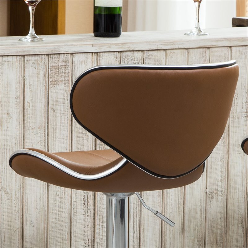 Faux Leather Swivel Barstool in Camel - Set of 4 C1106
