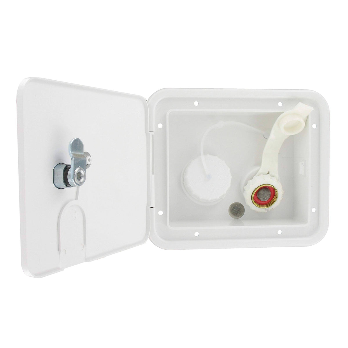 White Carded Gravity Brass City Water Inlet Hatch T495879