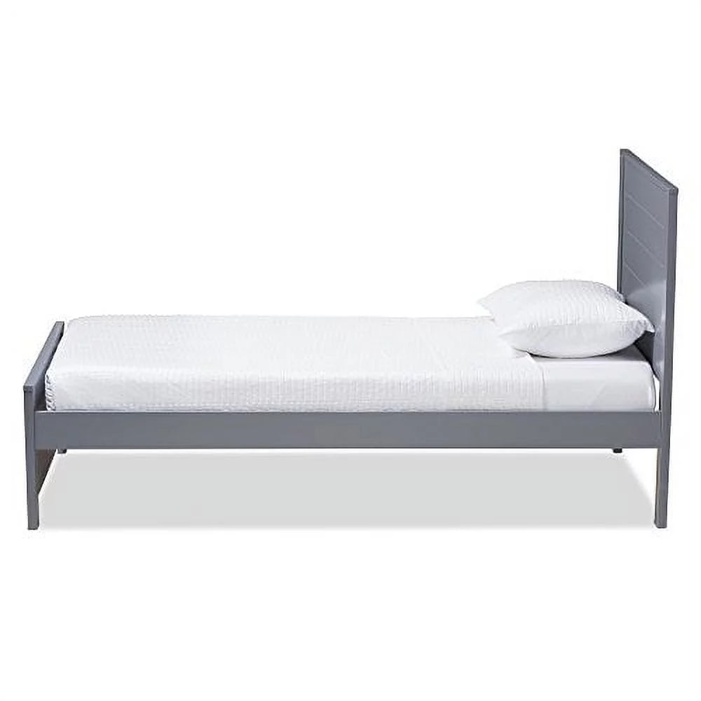 Grey-Finished Wood Twin Platform Bed K4154