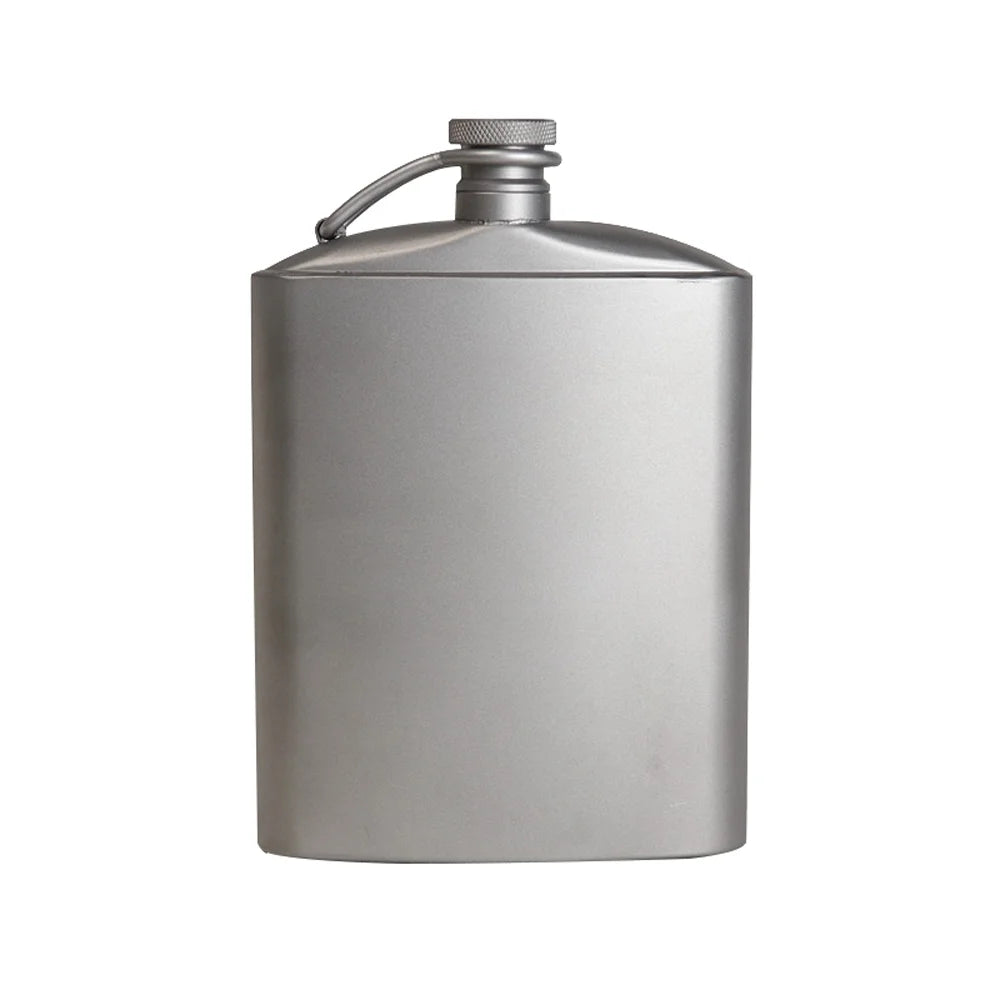 Titanium Flask Hip Flagon with Screw Clip Ultralight Hydration Flat Bottle with Ti Funnel T216462