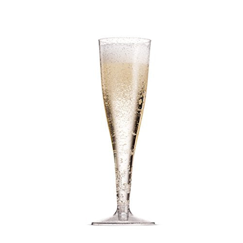 50 Pack 5 Oz Gold Rimmed Clear Plastic Champagne Flutes Z970597