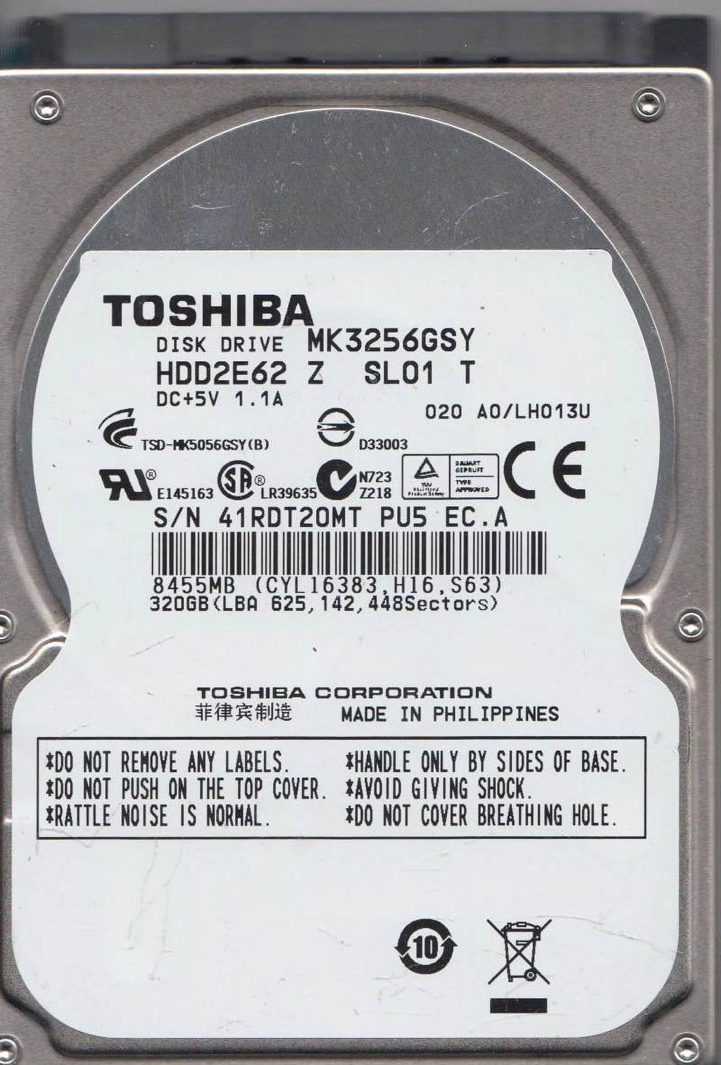 320GB SATA 2.5 Hard Drive N89904
