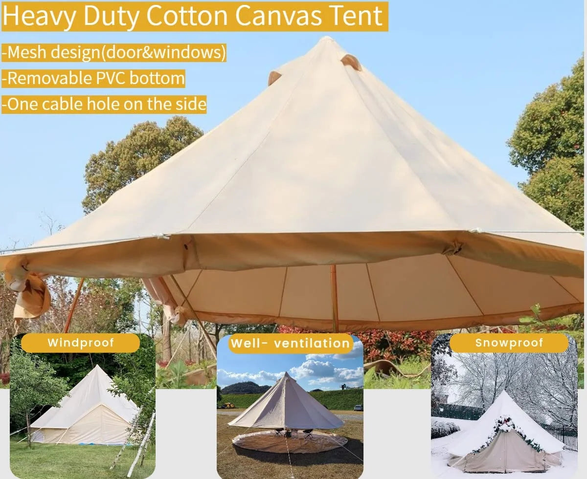 9.8ft Waterproof Cotton Canvas Bell Tent M7681