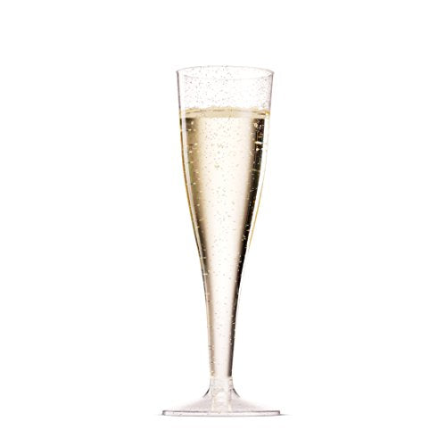 50 Pack 5 Oz Gold Rimmed Clear Plastic Champagne Flutes Z970597