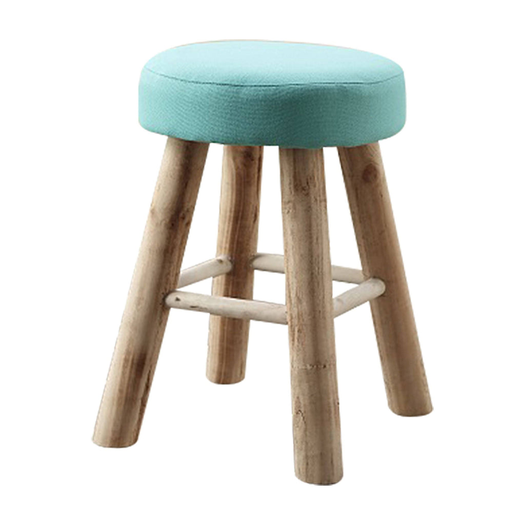Natural and Mint Fabric Cane Stool O272