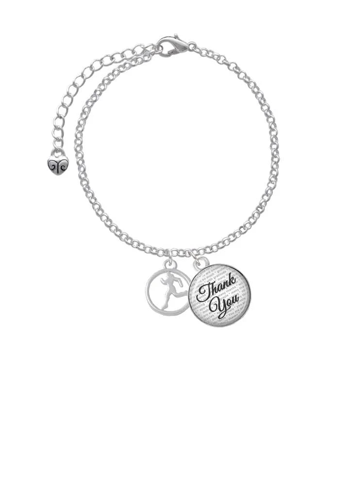 Domed Thank You Charm Bracelet, 6"+2" E88229