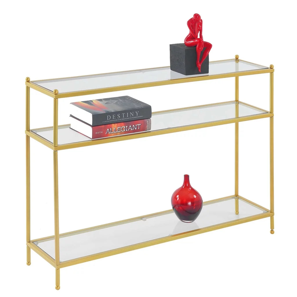 Clear Glass and Gold Console Table S27649