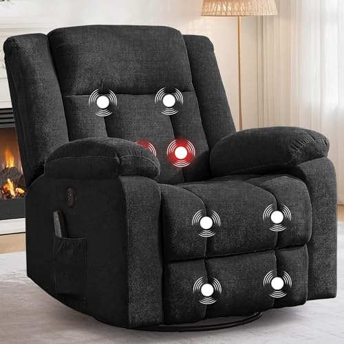 360° Swivel Rocking Recliner with Massage and Heating N51375