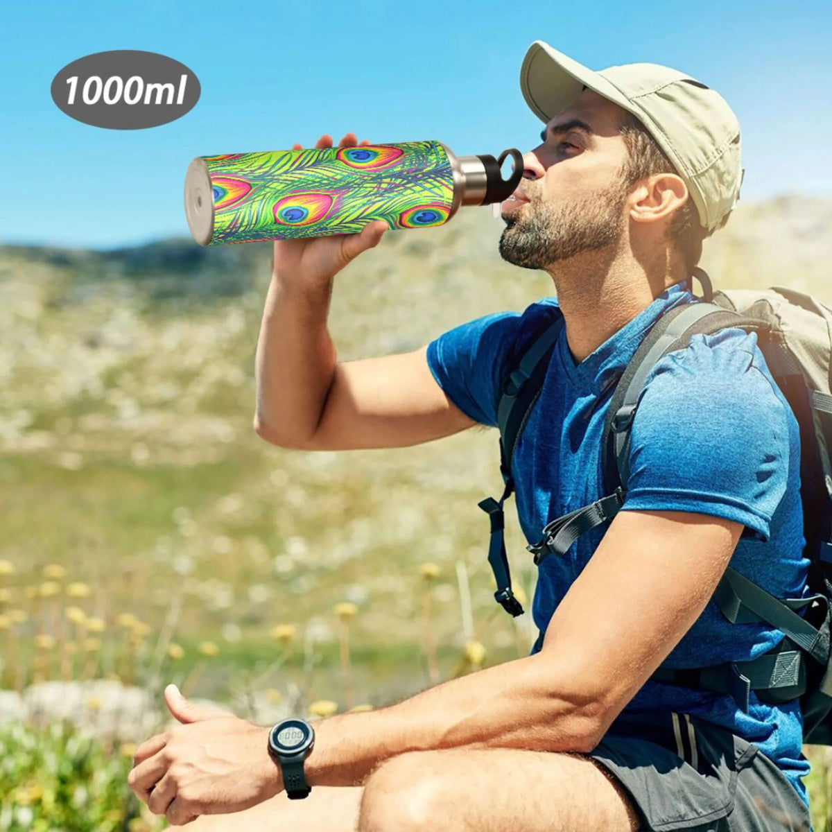 Green Stainless Steel Insulated Water Bottle with Straw Lid P29982