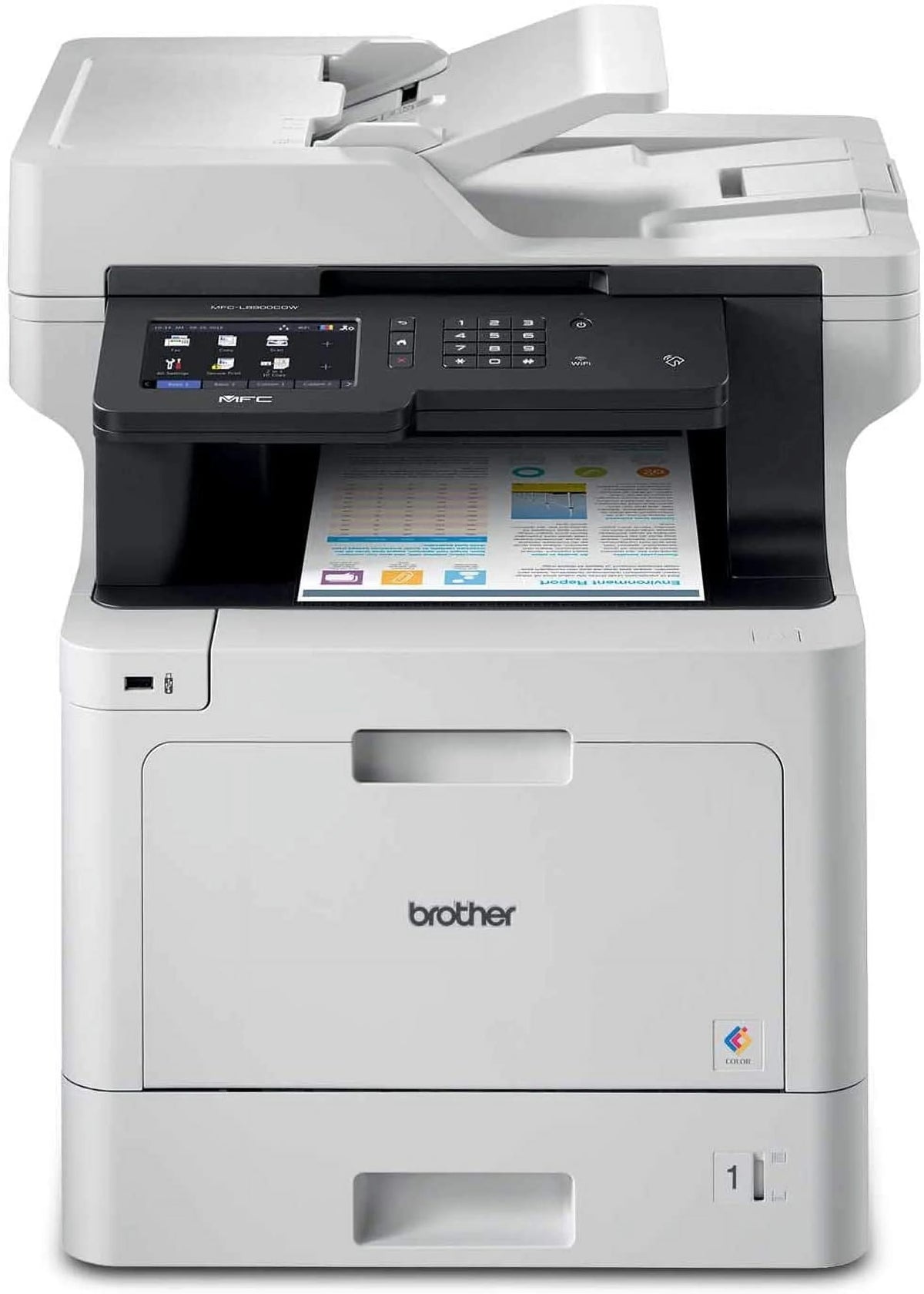 Color Laser All-in-One Printer with Duplex Print Copy Scan and Wireless Networking B7360