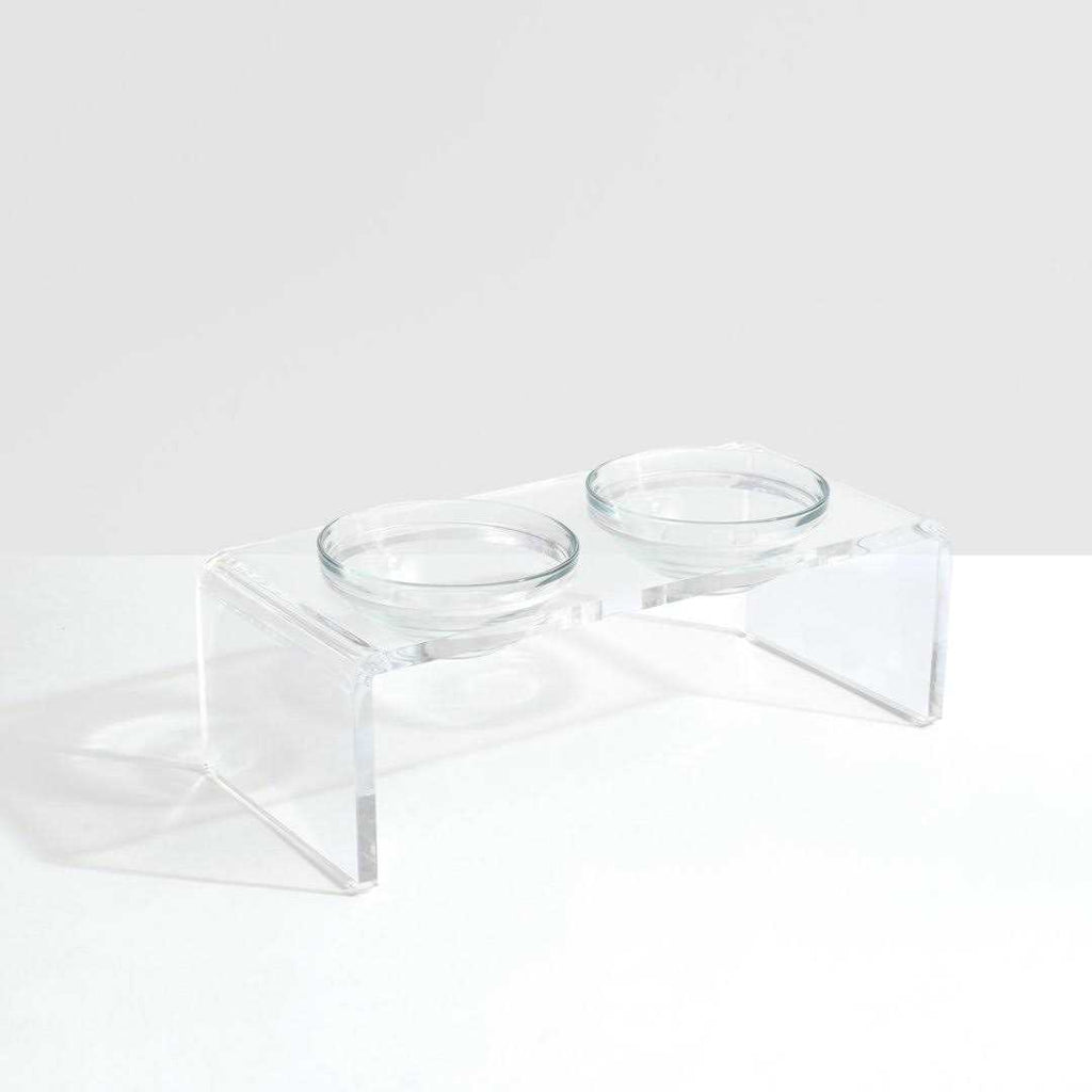 Clear Elevated Glass Bowl Feeder T329804