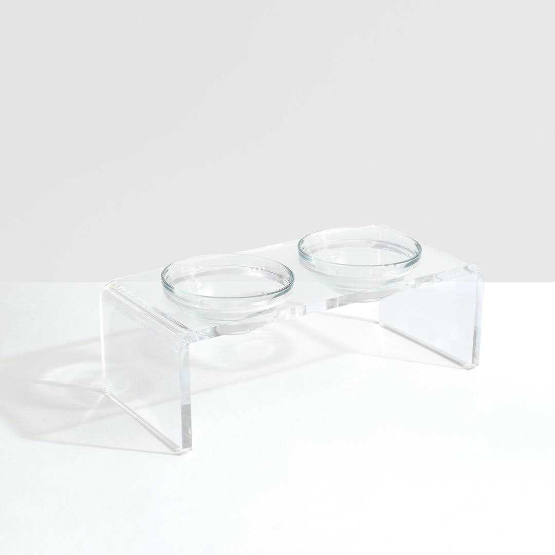 Clear Elevated Glass Bowl Feeder T329804
