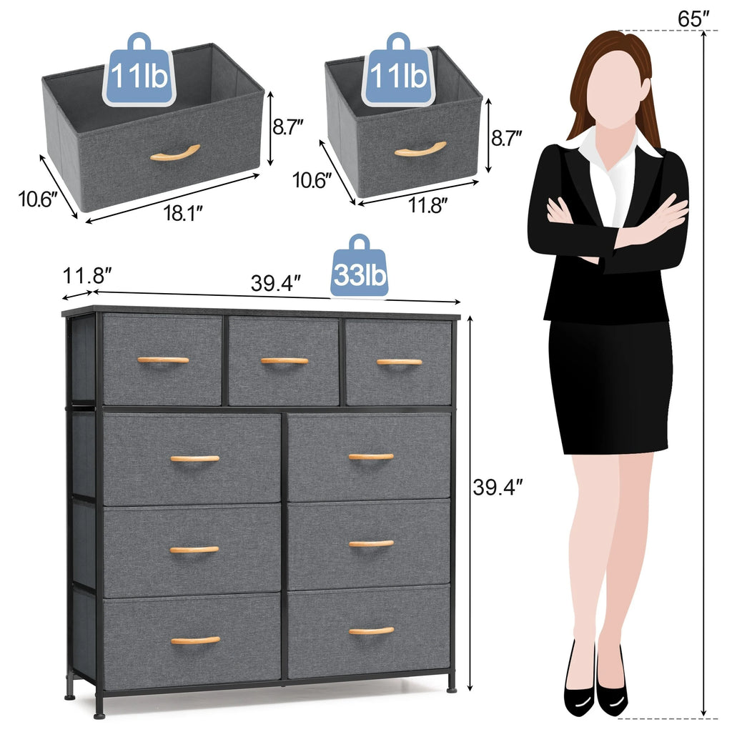 9 Drawer Grey Wood Dresser N428567