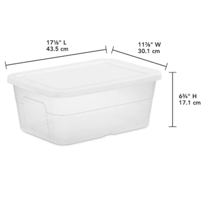 16qt Clear Storage Box with White Lid O954437