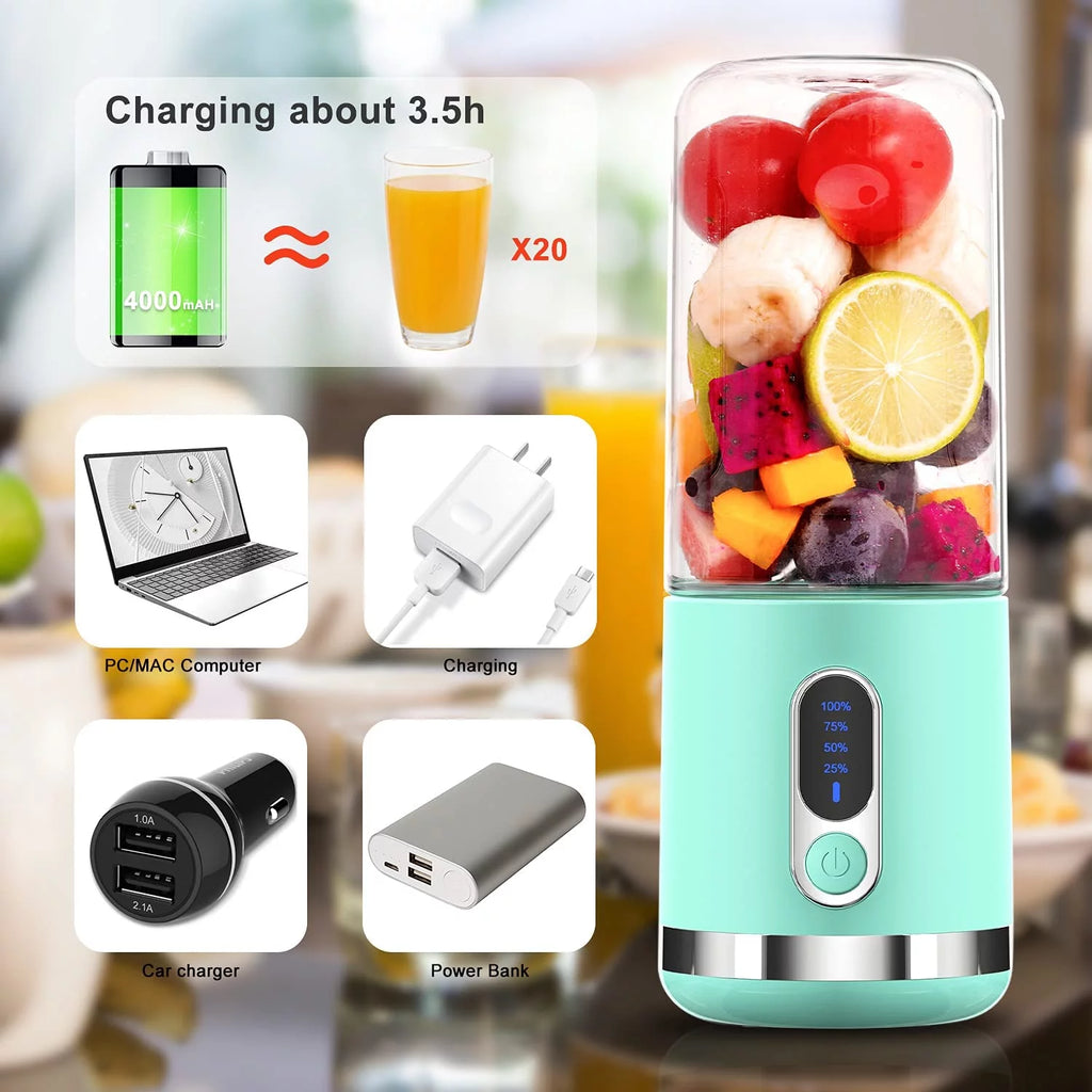 Portable Personal Size Blender with 6 3D Blades Blue B8334