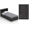 Twin Captains Bed and 4-Door 2-Drawer Armoire Set in Gray N55300