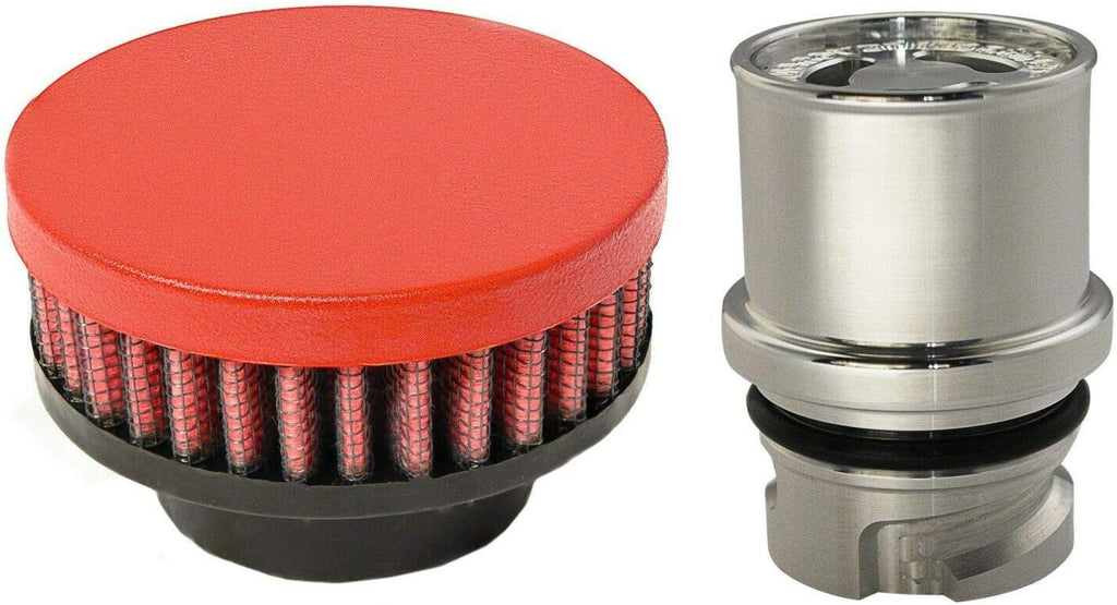 Billet Baffled Valve Cover Breather Oil Cap Flat Black Pack of 2 L10689