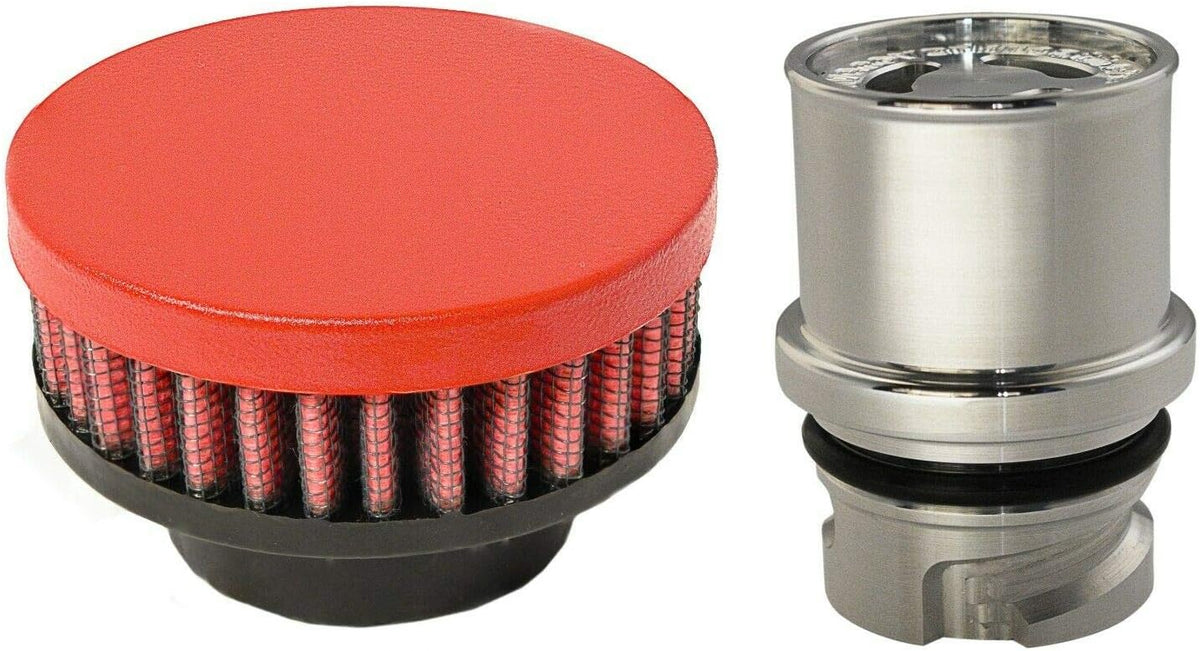 Billet Baffled Valve Cover Breather Oil Cap Flat Black Pack of 2 L10689