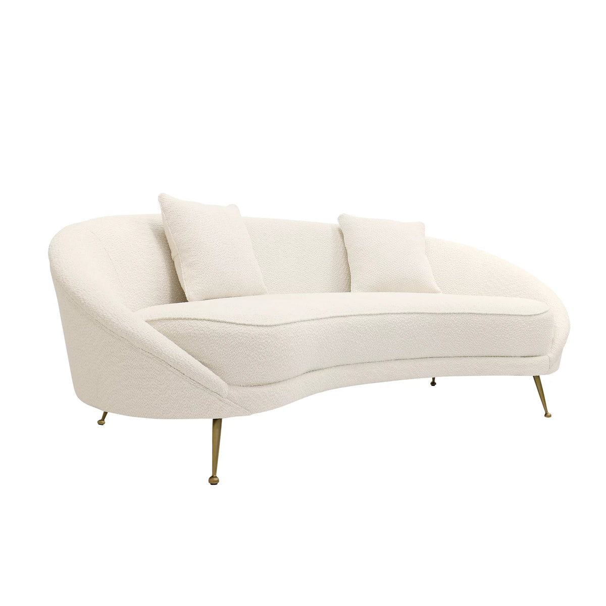 Ivory Textured Fabric Curved Sofa T193318