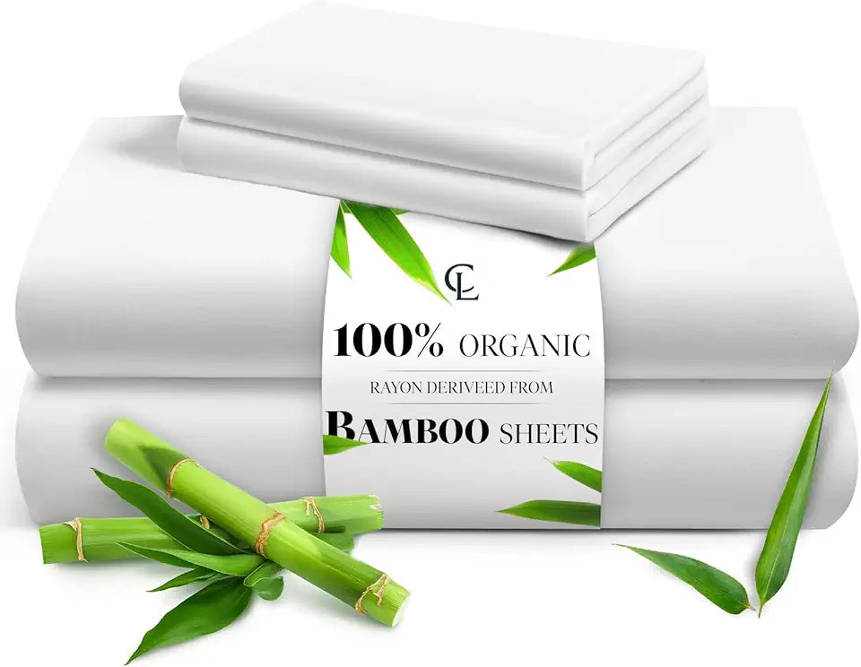 Queen Size White Viscose Bamboo Sheet Set C60402