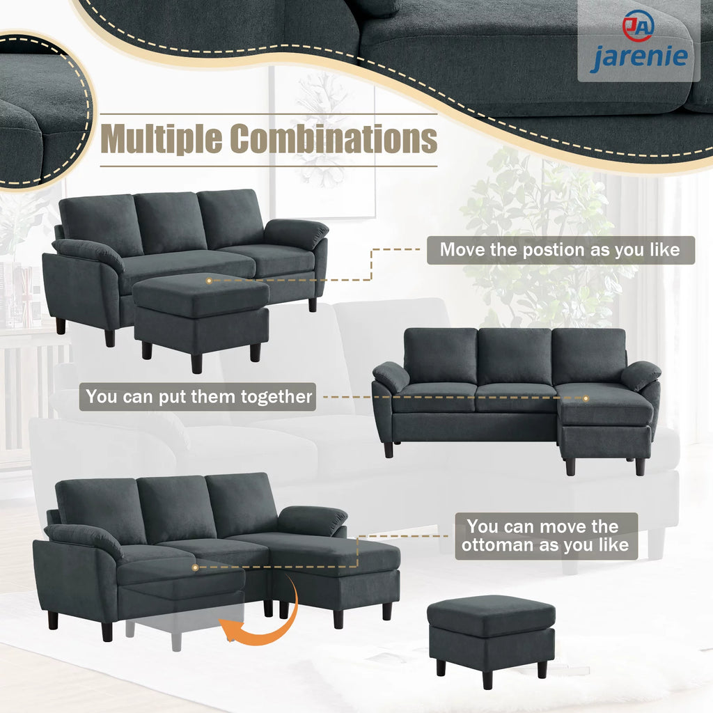 Modern Fabric L-Shaped Sectional Sofa with Chaise D753