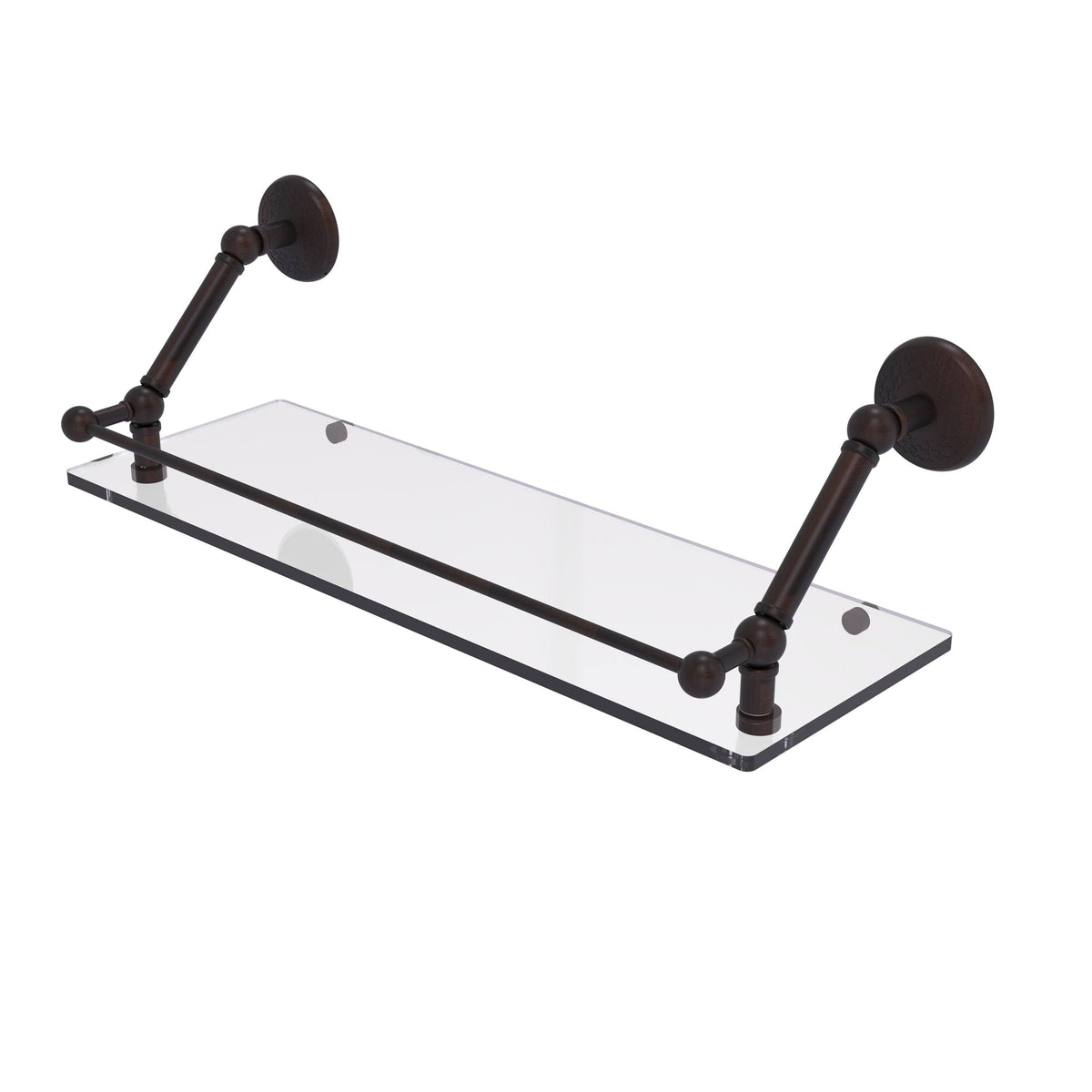 Antique Pewter Floating Glass Shelf with Gallery Rail N13967