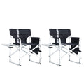 2 Piece Padded Folding Chair with Side Table and Storage Pockets W579768