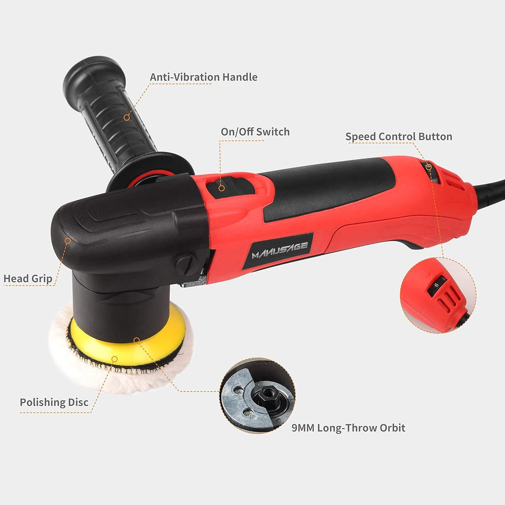 6-Inch Dual Action Random Orbital Polisher with Two Detachable Handles V738