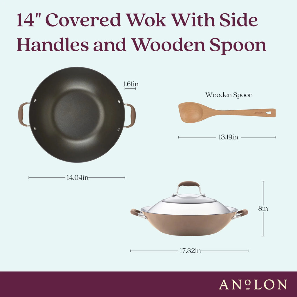 14 Inch Hard Anodized Nonstick Wok with Lid V692351